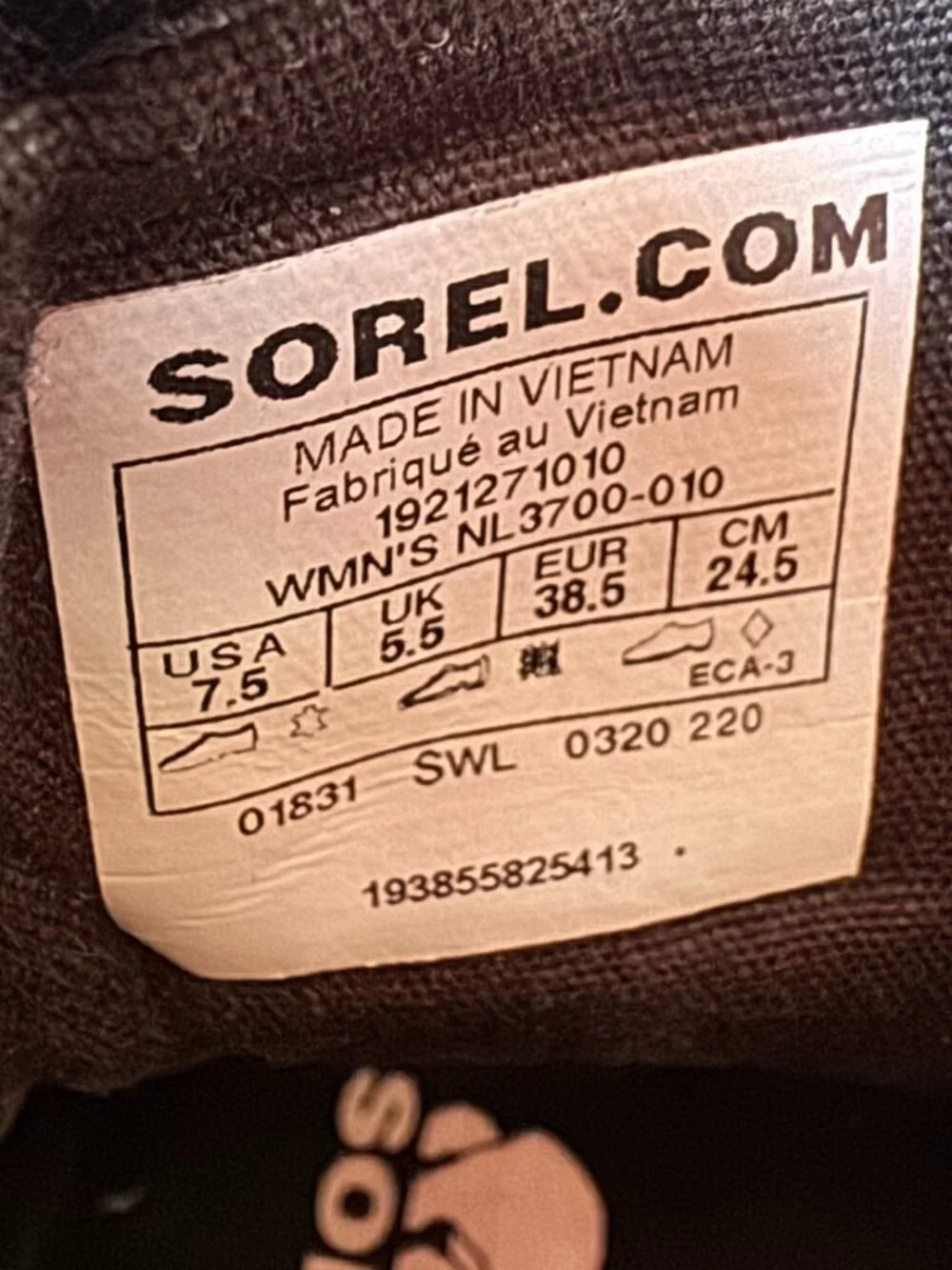 SOREL NL3700-010 Black Leather Combat Boots in Women's Size 7.5